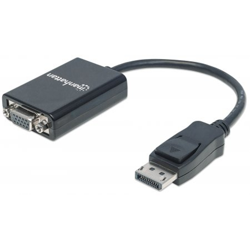 151962 Convertidor de Diplayport a VGA; DisplayPort Macho a VGA HD15 Hembra,15 cm activo color Negro.