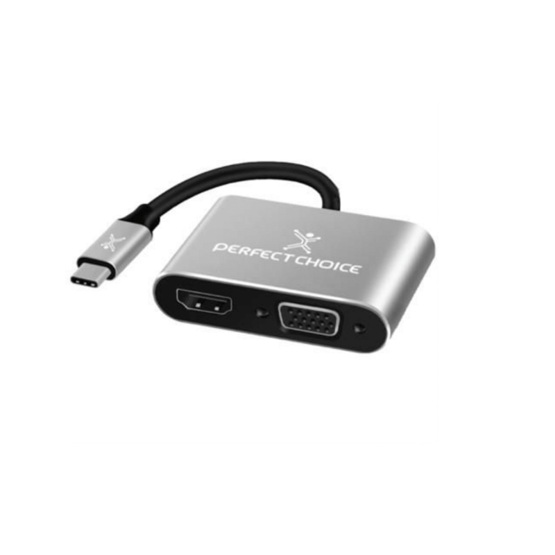 PC-101284 Adaptador USB Tipo C Cable HDMI1 + VGA 4K 60HZ Plug & Play | PERFECT CHOICE