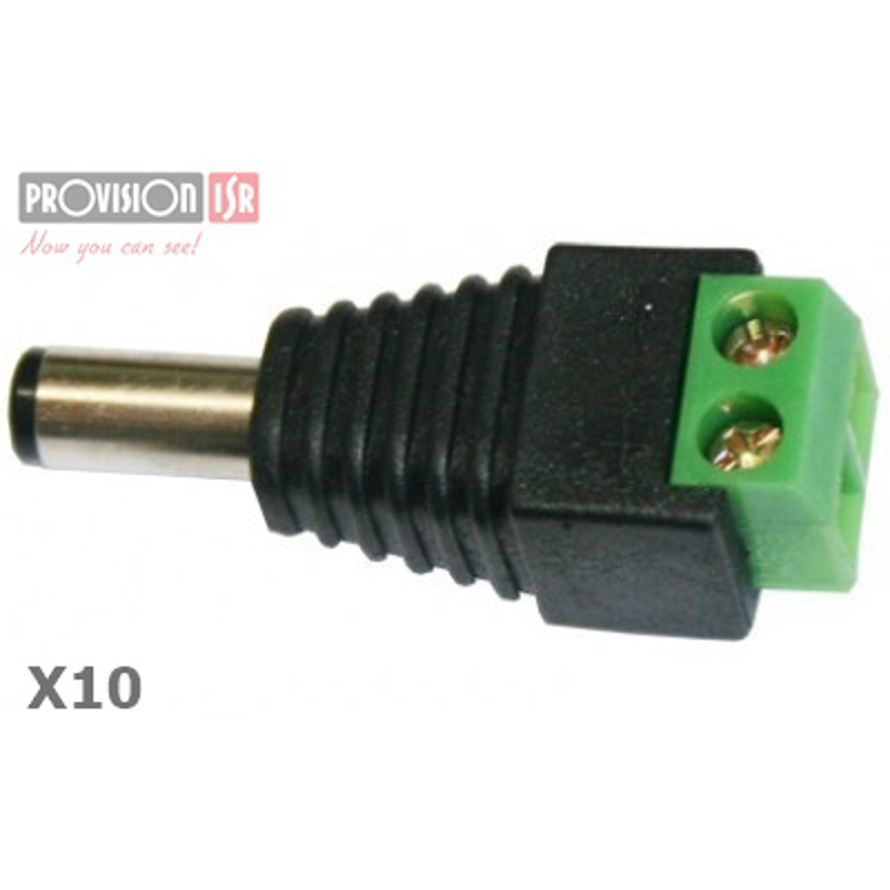 Adaptador de energía para cámaras DC Macho, Paquete de 10 piezas