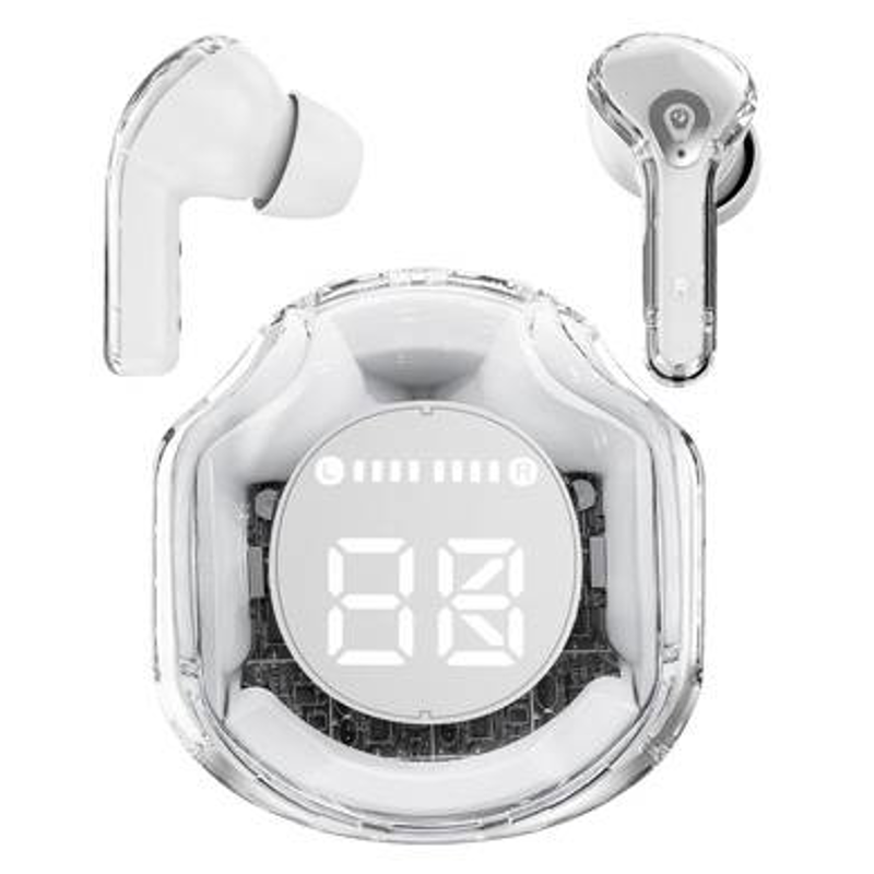 AUDIFONO BLUETOOTH TWS V5.3, MODELO MOON, EARBUDS, IN-EAR, LED DIGITAL, CONTROL TÁCTIL, UNIVERSAL, BLANCO, 6005842