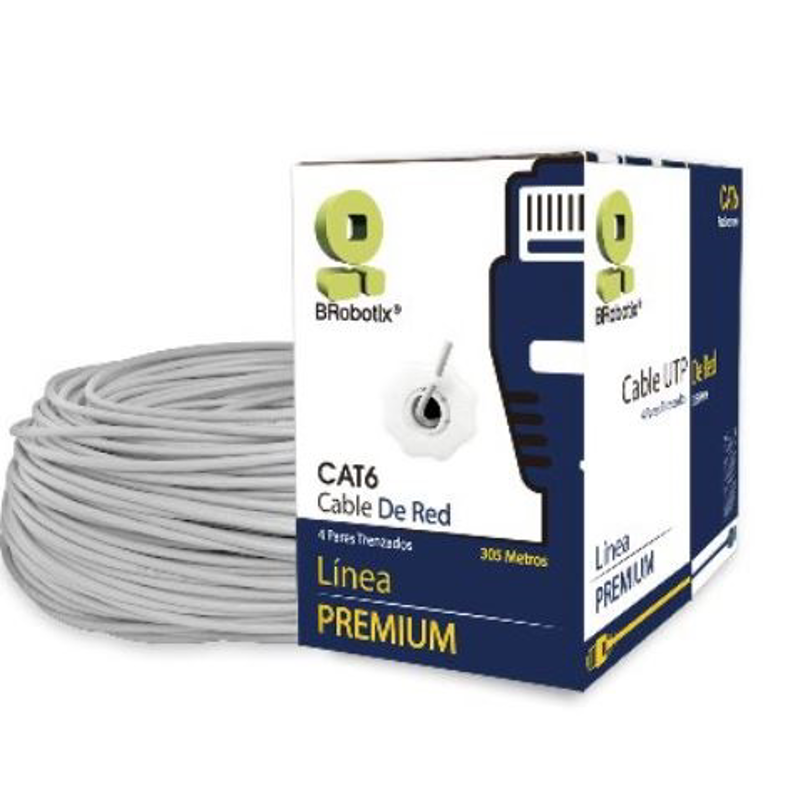 Bobina UTP, Cat6, 305 m, Interior, Gris, CCA, BROBOTIX 062435