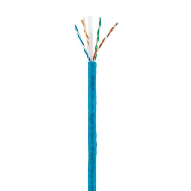 Bobina de cable de red UTP, Solida, 704670, Aluminio con recubrimiento de Cobre (CCA), 305m, CAT 6, Color Azul, 4 pares, 23AWG