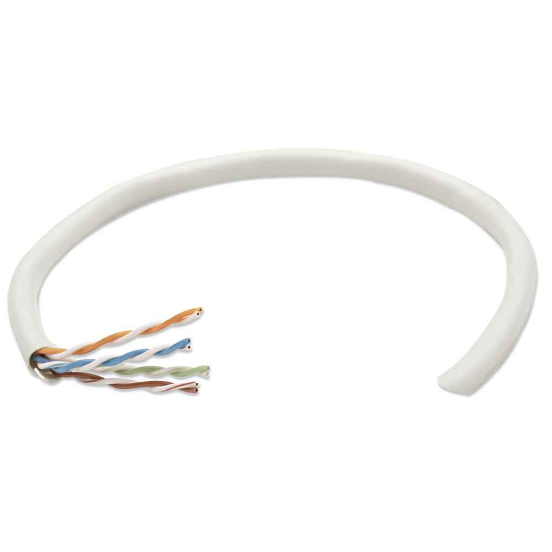 Bobina de cable de red UTP, Solida, 362320, Aluminio con recubrimiento de Cobre (CCA), 305m, CAT 5e, Color Gris, 4 pares, 24AWG