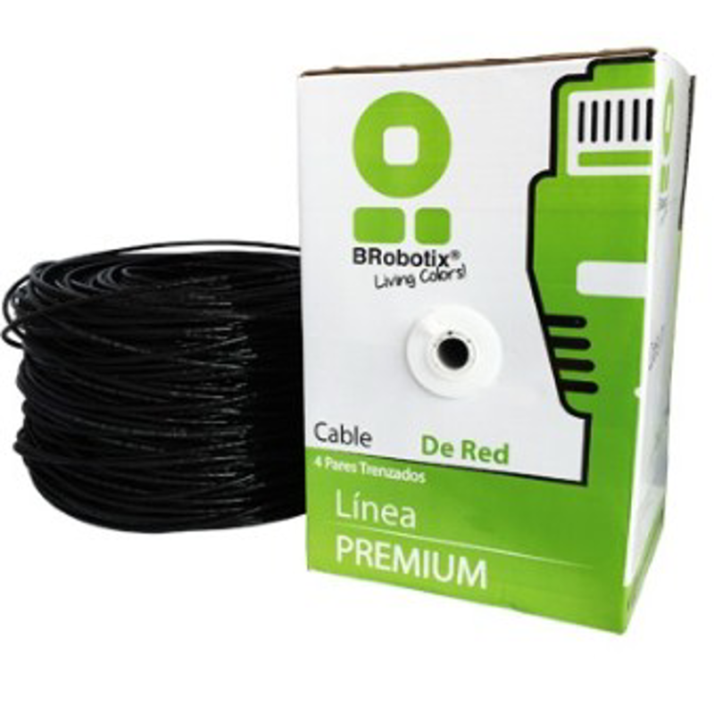 Bobina UTP, CAT5e, 100 m, Exterior Doble Forro, Negro, CCA, BROBOTIX 055100