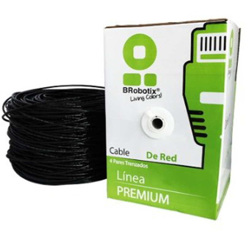 Bobina UPT, CAT5e, 305 m, Exterior Doble Forro, Negro, CCA, BROBOTIX 055305