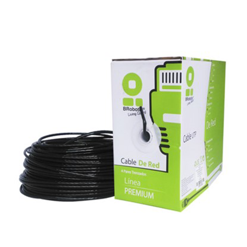 Bobina UTP, CAT5e, 100 m, Exterior Con Gel, Negro, CCA, BROBOTIX 181005