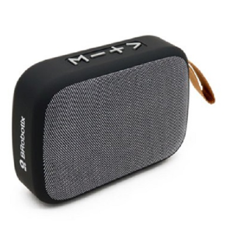 BOCINA BLUETOOTH, INALAMBRICA, RECARGABLE, STEREO C/RADIO FM, LECTOR USB Y MICRO USB, PORTATIL, ANTIDESLIZANTE, NEGRO/GRIS, C/CORREA, BROBOTIX 136469