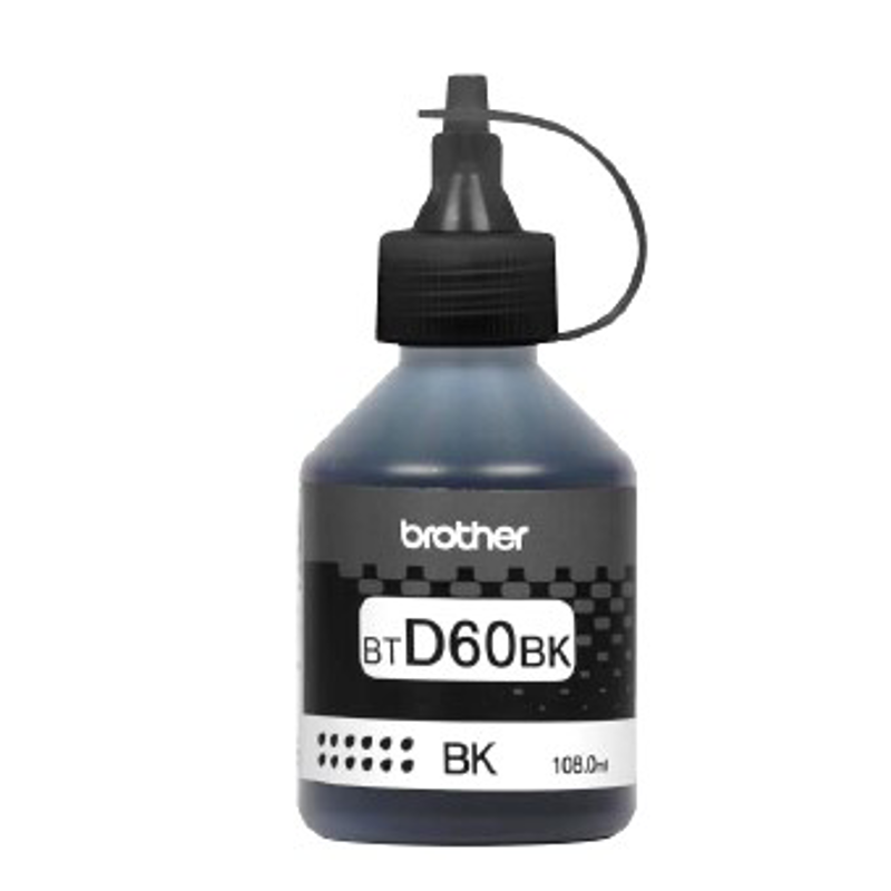 Botella de tinta Brother BTD60BK negro, rendimiento aproximado 5,000 páginas, compatible con DCPT220, DCPT520DW, DCPT720DW, MFCT920DW