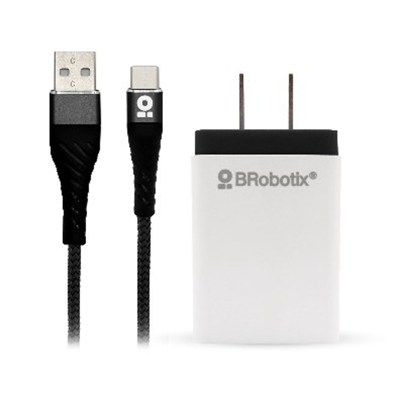 CARGADOR BROBOTIX USB C/CABLE TIPO C CARGA RÁPIDA 963325, Negro, Pared, 5 V, 1