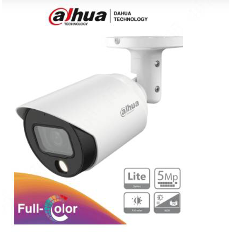DAHUA HAC-HFW1509TN-LED - Camara Bullet Full Color de 5 Megapixeles/ Lente de 2.8mm/ 112 Grados/ Leds para 20 Metros/ Metalica/ WDR de 120 dB/ IP67/