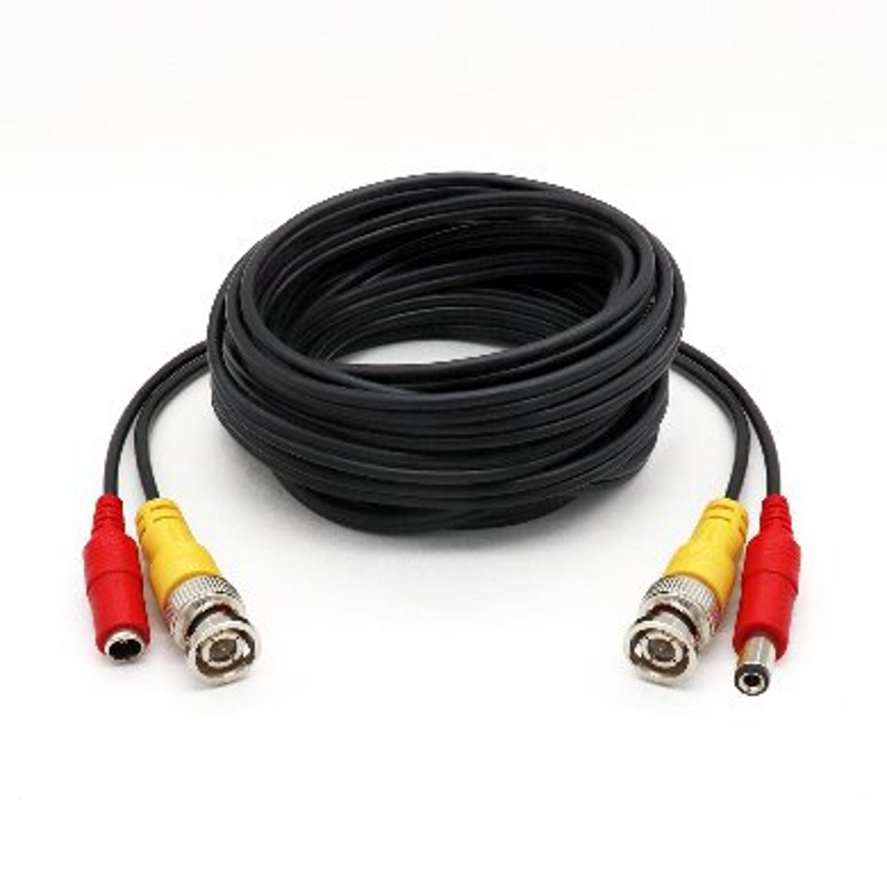 CABLE COAXIAL SIAMES PARA CCTV/CATV, DE 20 MTS, INCLUYE CONECTORES DE VIDEO Y ENERGÍA PRE-ENSAMBLADOS, NEGRO, BROBOTIX 764755