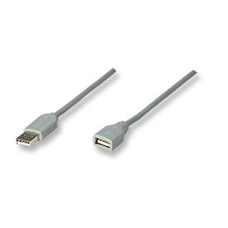 317238 Cable de Extensión USB Macho-Hembra de 3.0m Color Gris; Velocidad máxima de hasta 12 Mbps.