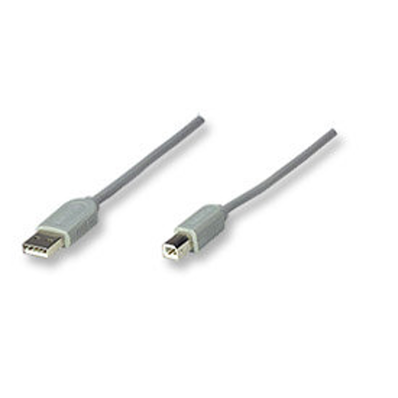317863 Cable USB para Impresora USB-A macho a USB-B Macho de 3mts Color Gris. Soporta velocidades de hasta 12 Mbps