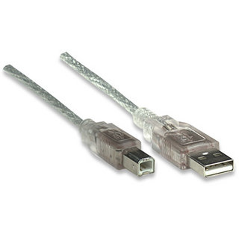 333405 Cable para Dispositivos USB B de Alta Velocidad, USB tipo A macho a USB tipo B macho Color Plata.