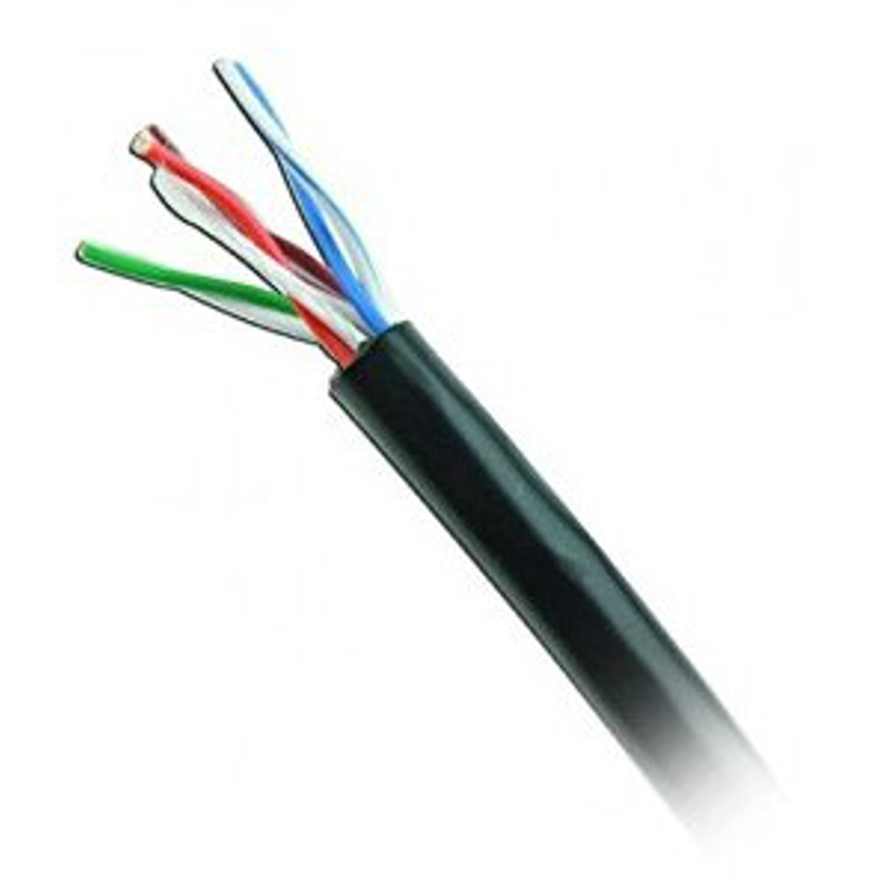 Bobina UTP CAT5e para exterior sin GEL, 4 pares, 24 AWG, bobina de 305 mts, 100% cobre, color negro
