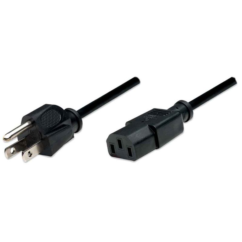 Cable de alimentación estándar para PC MANHATTAN, Macho/Hembra 1,8 m, Negro.