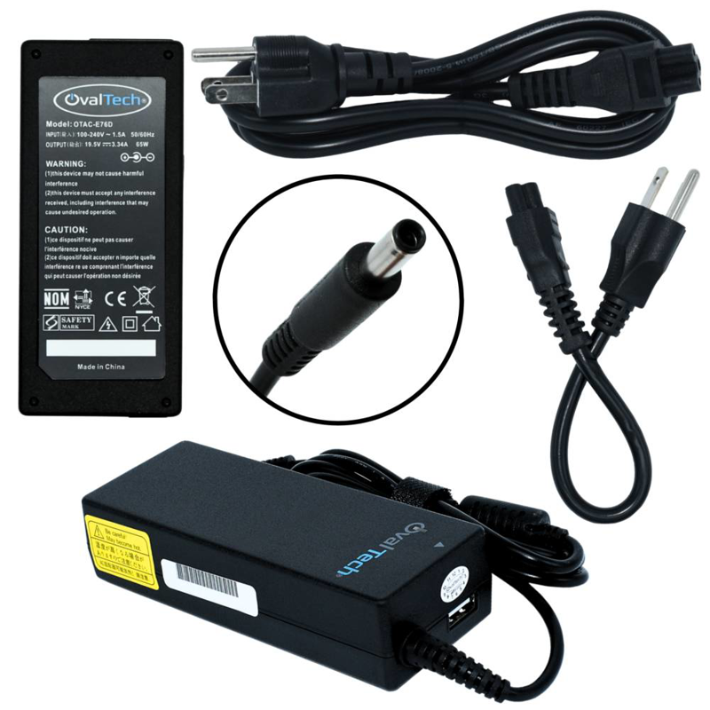 Adaptador / Cargador de corriente para Laptop OTAC-E76D OVALTECH de 65W 19.5V/3.34A C/Blíster + USB Punta 4.5×3.0