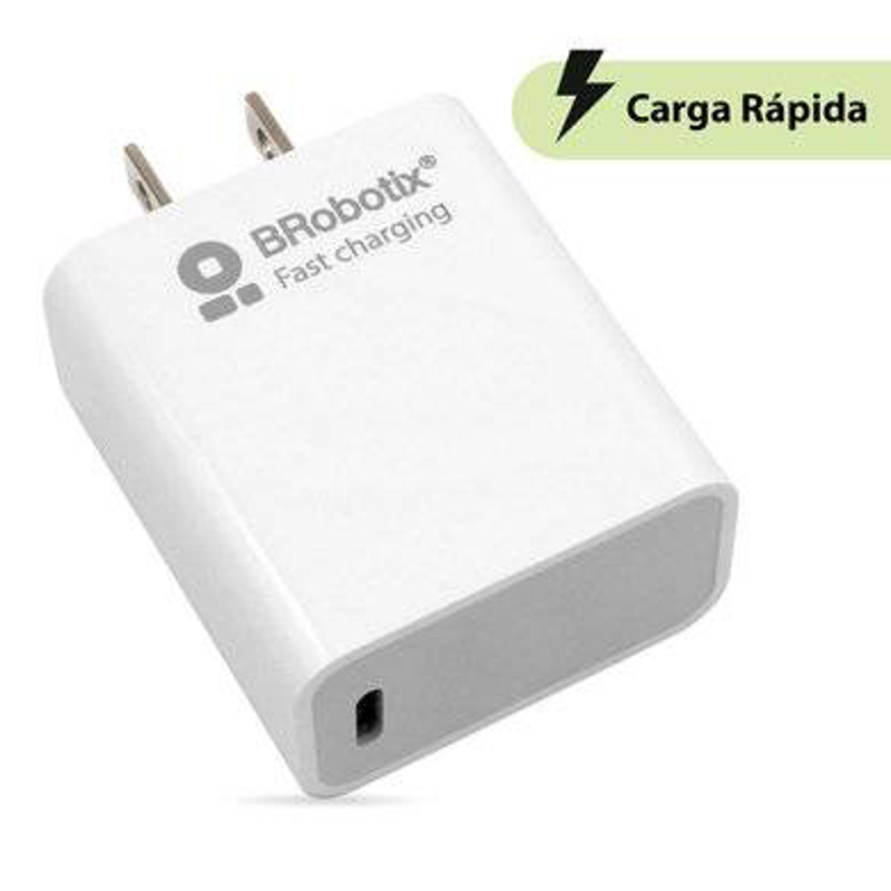 CARGADOR CARGA RÁPIDA, USB V3.0 20W, 1 PUERTO TIPO C, BLANCO, BROBOTIX, 6006610