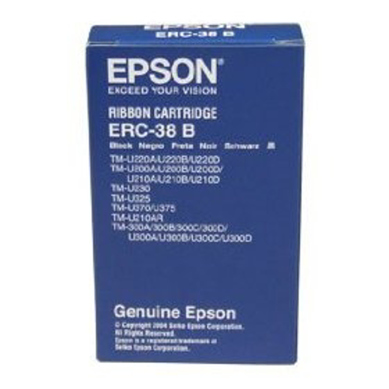 Cinta Epson ERC-38B Negra. Compatible con: TMU-200, TM-300, TM-U325, TM-U375