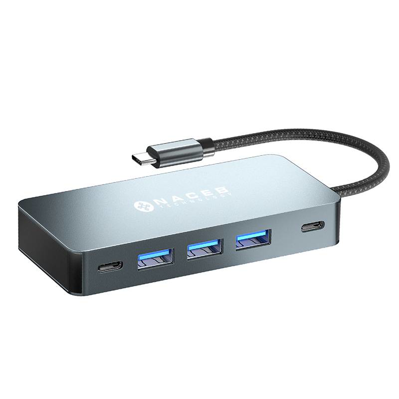 NACEB ADAPTADOR USB-C 7 EN 1 DUAL HDMI 4K+USB-C+PD100W+3*USB3.0 NA-0147