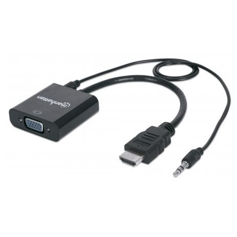 151559 Convertidor HDMI a VGA con audio, Completamente blindado para reducir fuentes de interferencia EMI y otras.