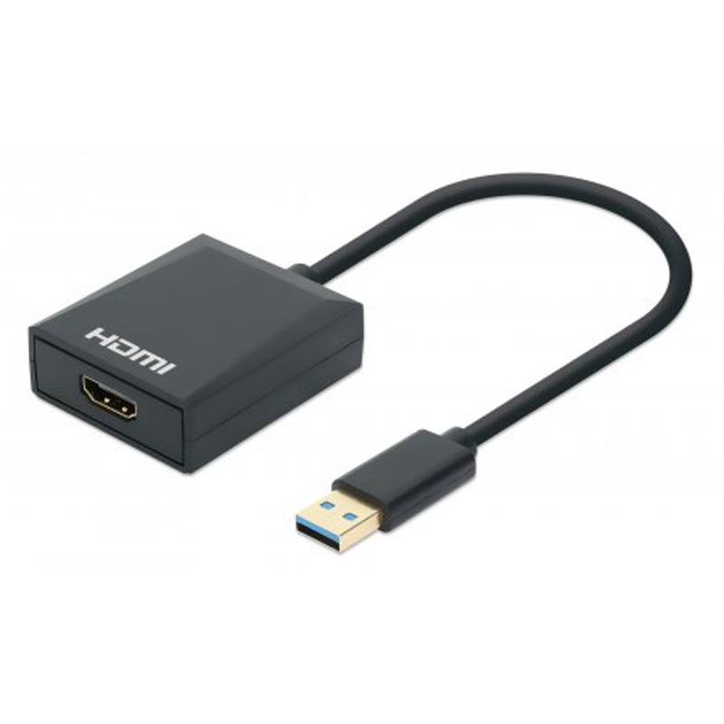 153690 Convertidor USB 3.2 Gen 1 Tipo-A Macho a HDMI Hembra, 1080p 60Hz, Negro