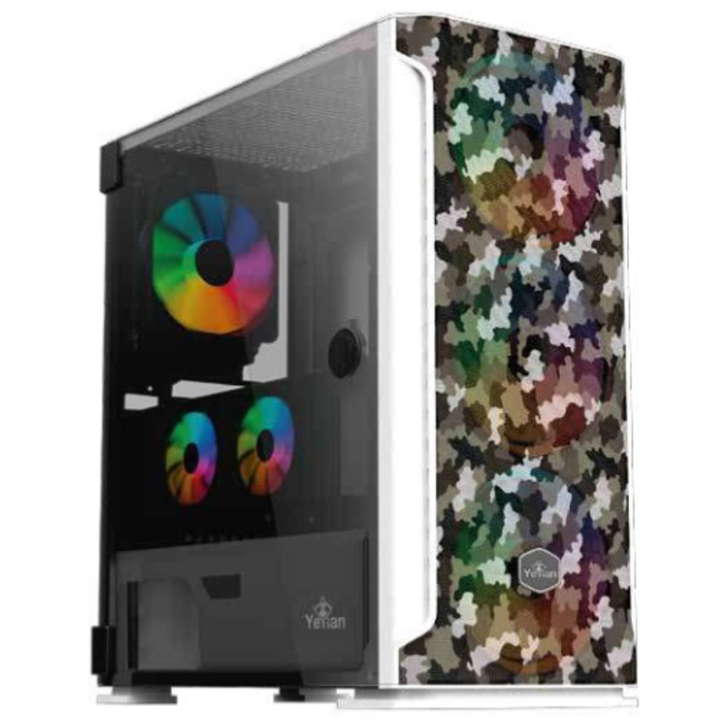 YEYIAN GABINETE HOLLOW SERIE 2500 CAMUFLAGE BLANCO, MEDIA TORRE, ITX, MICRO ATX, ATX, EATX, 7 RANURAS DE EXPANSION, SIN VENT INC, YHG-49704