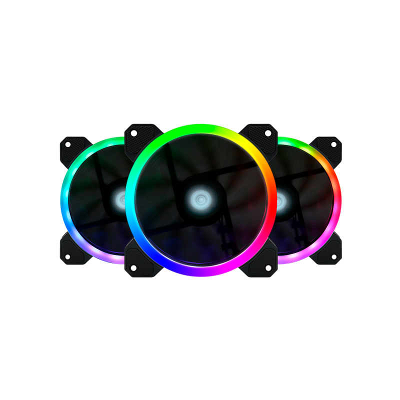 Kit de Ventiladores GAME FACTOR FKG400, Multicolor, Ventilador 120mm Incluye 2 Tiras LED, Control Remoto.