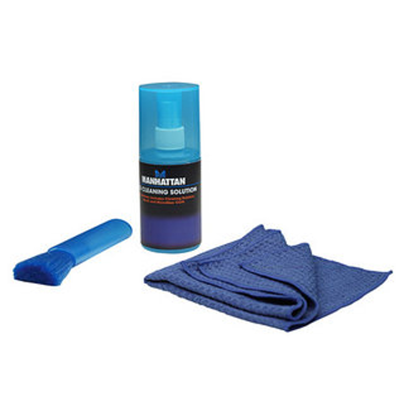 421027 Equipo para Limpieza de Pantallas LCD, incluye solución de limpieza, brocha y paño de microfibra.