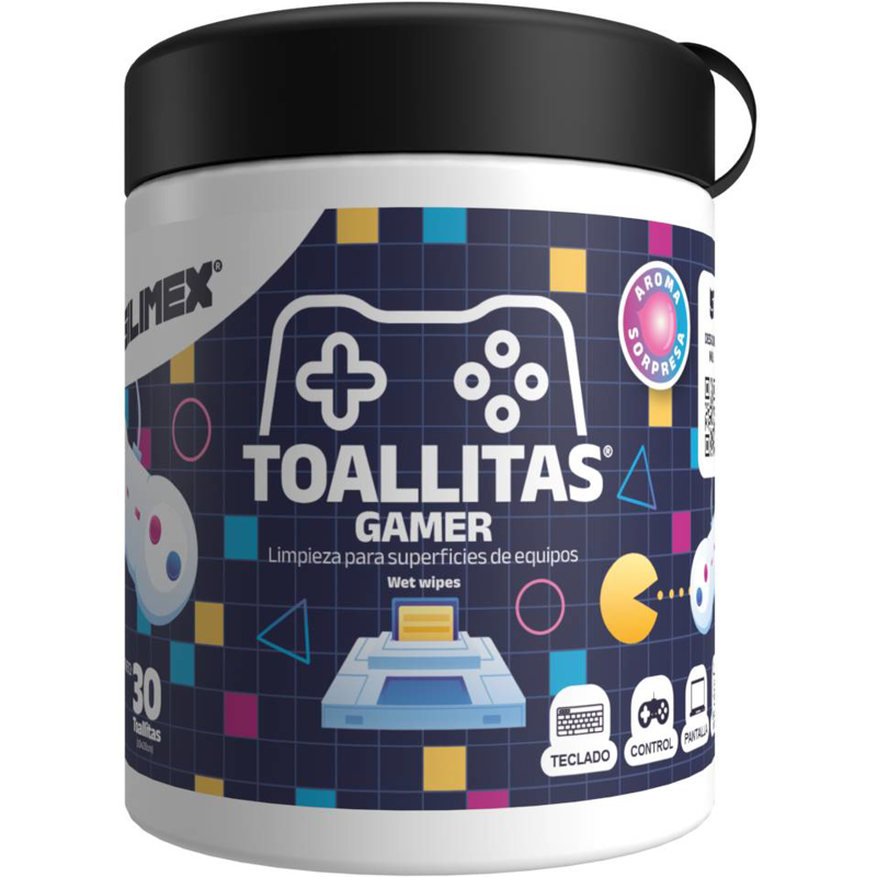 TOALLITAS GAMER CONT. NETO 30 Toallitas 20x20cm Limpieza Impecable, La Higiene que los Gamers Exigen