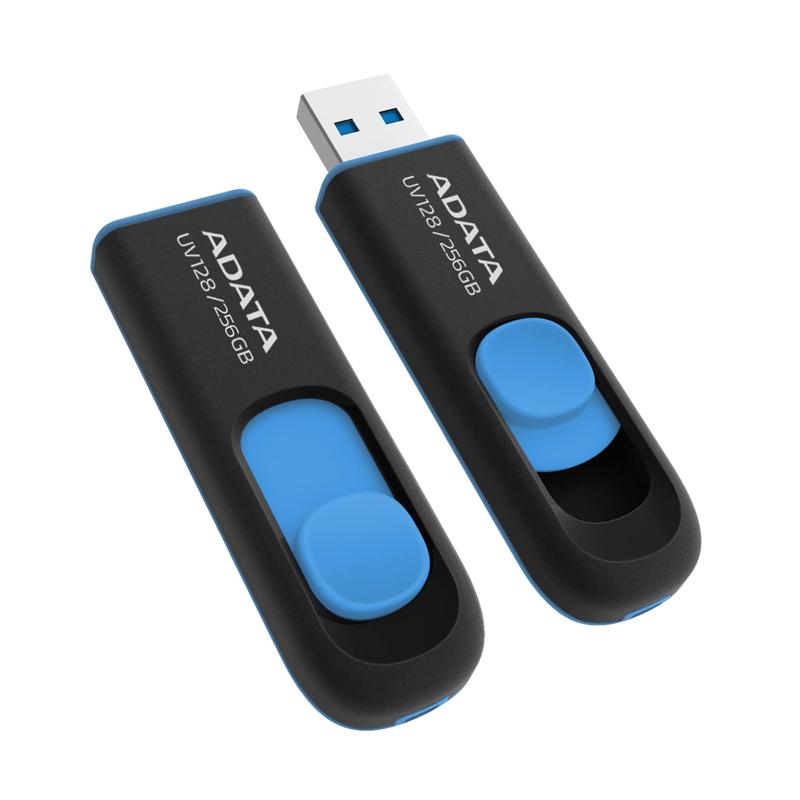 Memoria USB ADATA AUV128-256G-RBE, Negro / Azul, 256 GB, USB 3.2 Gen1