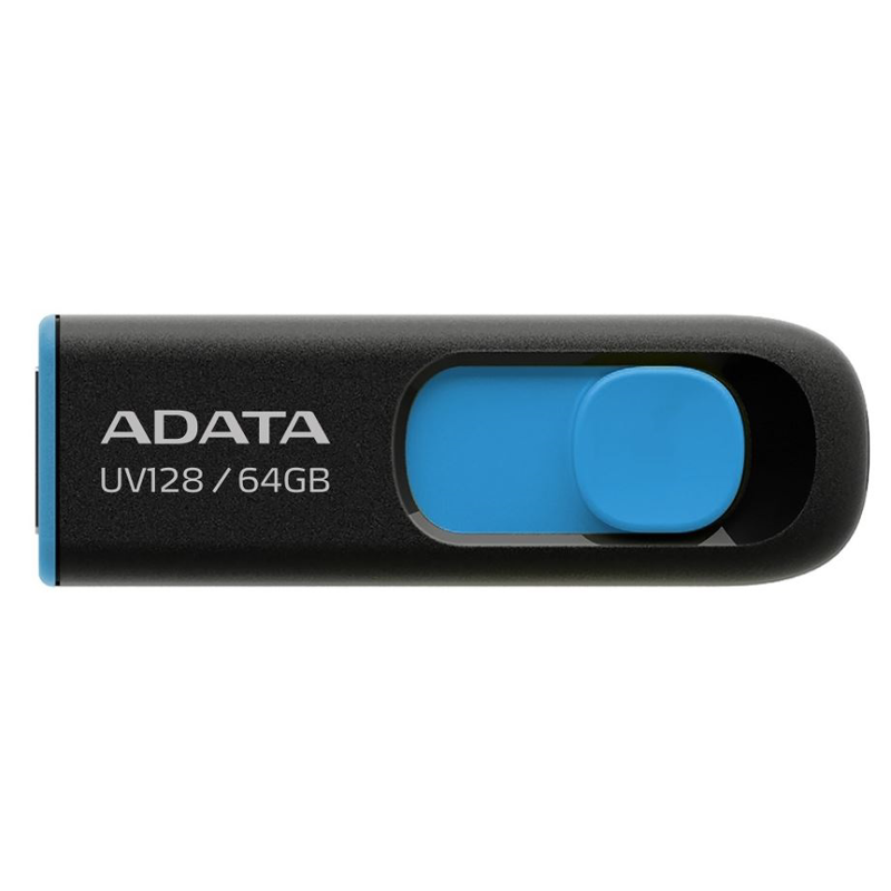 Memoria USB ADATA UV128, Negro, 64 GB, USB 3.2 (retrocompatible con 3.0 y 2.0), 100 MB/s, 40 MB/s