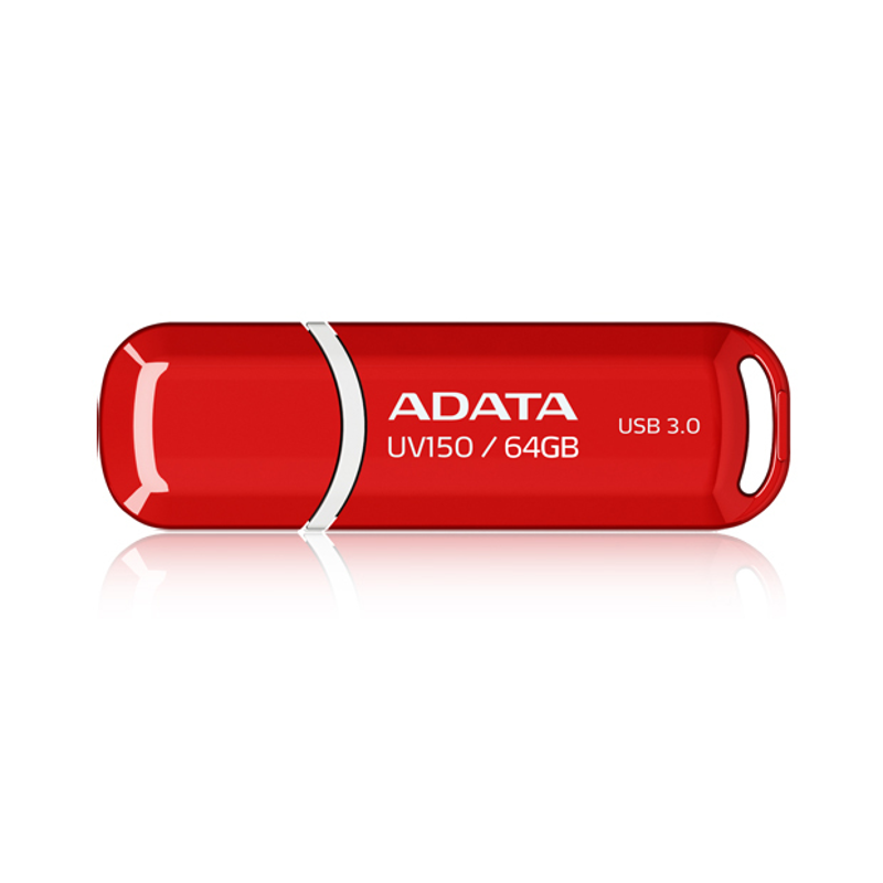 Memoria USB ADATA UV150, Rojo, 64 GB, USB 3.2 (retrocompatible con 3.0 y 2.0), 100 MB/s