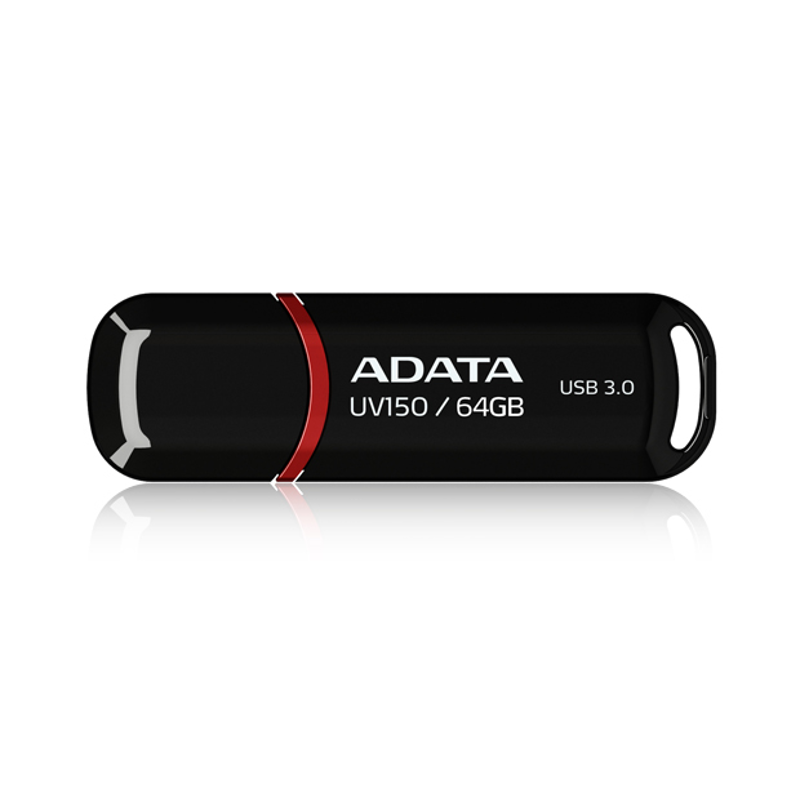 Memoria USB ADATA UV150, Negro, 64 GB, USB 3.2 (retrocompatible con 3.0 y 2.0), 100 MB/s