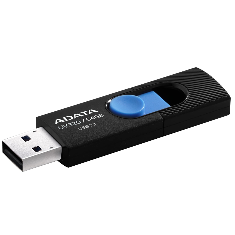 Memoria USB ADATA UV320, Azul / Negro, 64 GB, USB tipo A