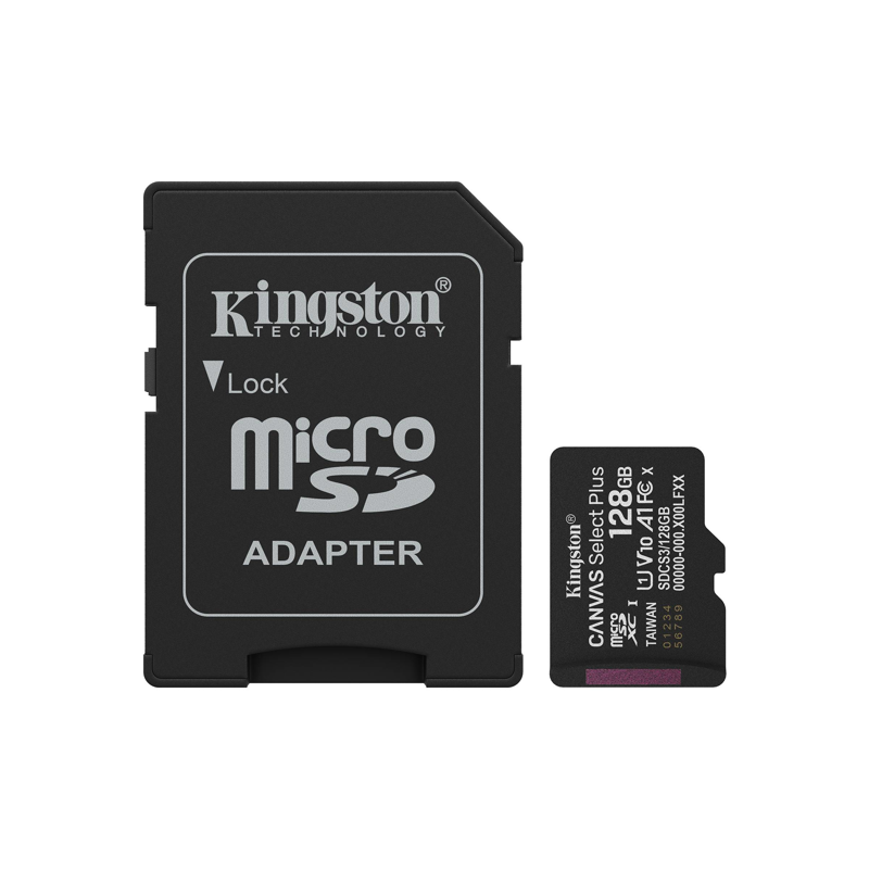 MEMORIA MICROSD KINGSTON CANVAS SELECT PLUS GEN3 128GB R.150MB/S CL10 UHS-I U1 V10 A1