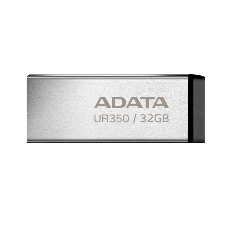 Memoria USB de 32GB UR350 3.2 Gen 1 (retrocompatible 3.0 y 2.0), diseño elegante sin tapa. Color Metálico, negro. UR350-32G-RSR/BK