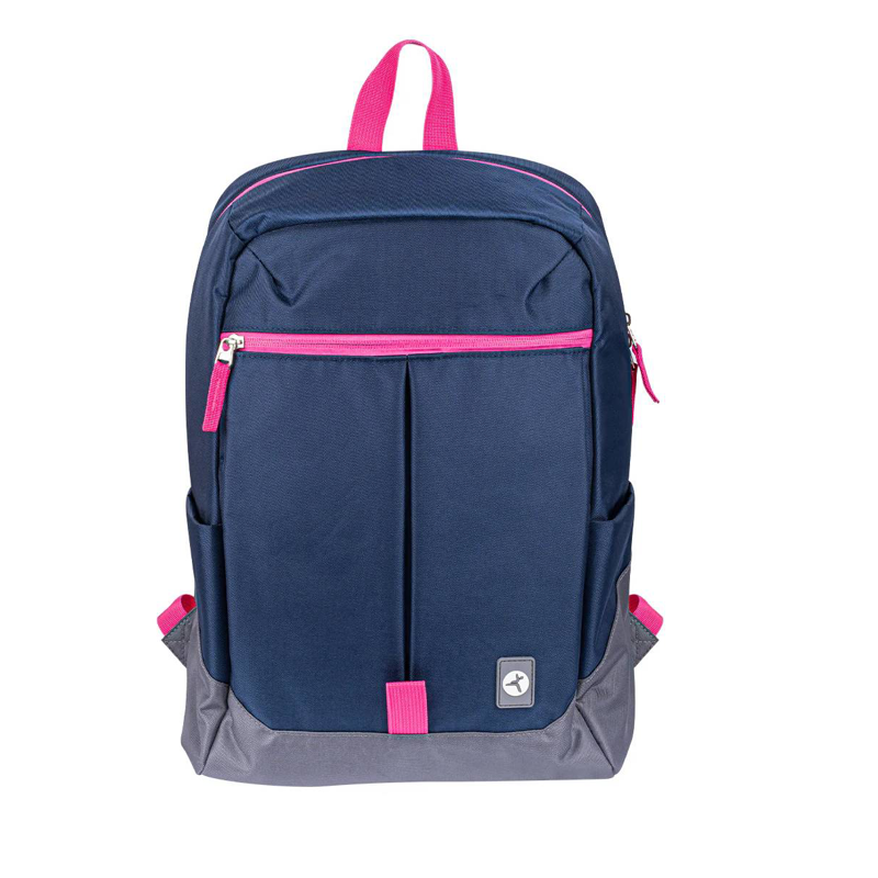 Backpack RAINBOW TZLBP26-A  TECHZONE COLORS 16, color Azul con detalles gris y rosa, 100% Poliester GARANTIA LIMITADA DE POR VIDA.