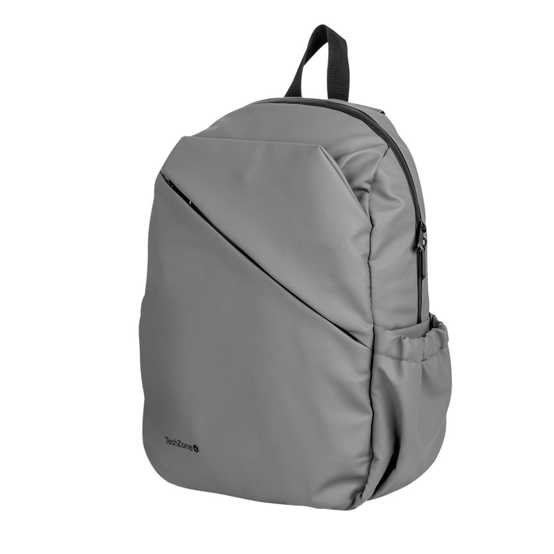 Backpack STYLE TZLBP29-G TECHZONE 16, resistente a salpicaduras 100% Poliéster, color Gris, GARANTIA LIMITADA DE POR VIDA.