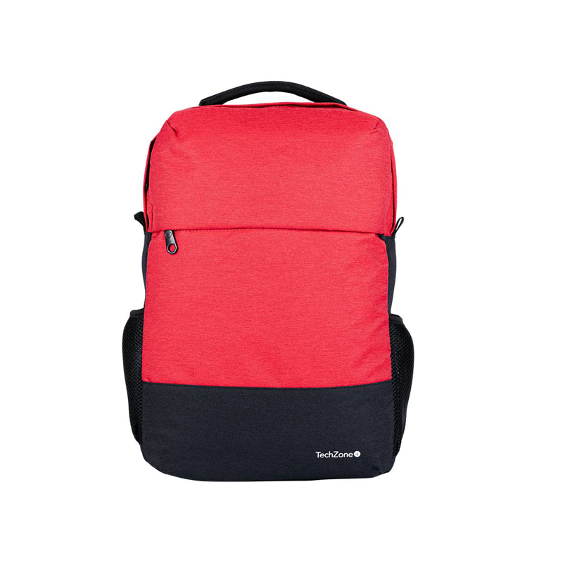 Backpack Strong Orange TechZone de 15.6 pulgadas, múltiples compartimientos, organizador frontal, costuras y asas reforzadas, garantía limitada de por vida