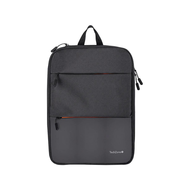 Backpack EXPAND TZLBP14 TECHZONE de 16 pulgadas color negro, múltiples compartimientos, garantía limitada de por vida