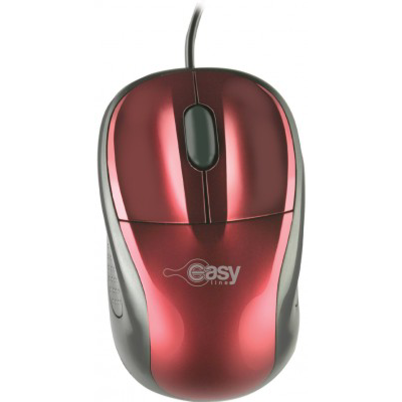 Mouse Easy Line EASY LINE, Rojo, 3 botones, Óptico, 1000 DPI