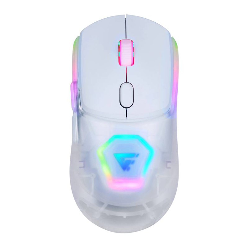 MOUSE GAME FACTOR MOW700-WH, CARCASAS INTERCAMBIABLES, 2.4G+BT, PIXART 3395, 26,000 DPI, RGB, BLANCO