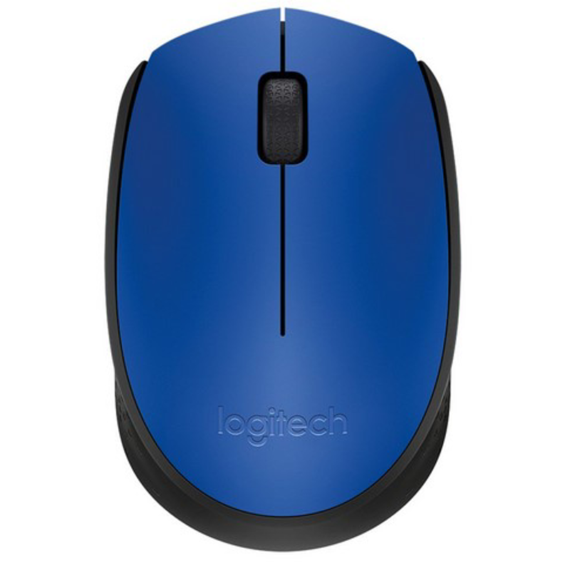 Mouse LOGITECH M170, Negro con detalles en Azul, 3 botones, RF inalámbrico
