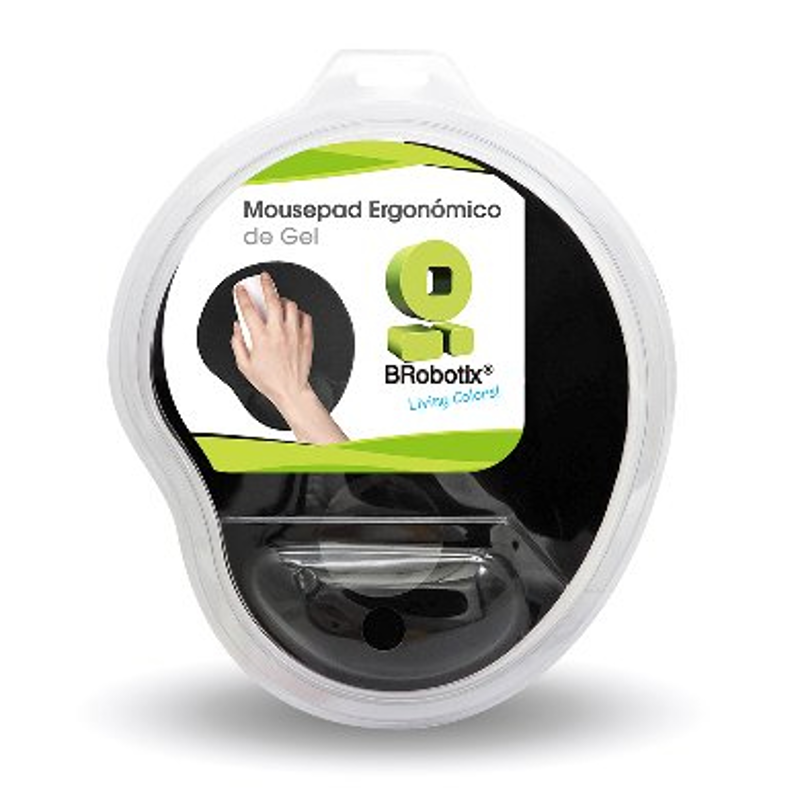Mouse Pad con Descansa Muñecas, con Gel en la Almohadilla, Ergonómico, Antiderrapante, Amplio: 20.3*24.1*2 , Negro, 500074N BROBOTIX