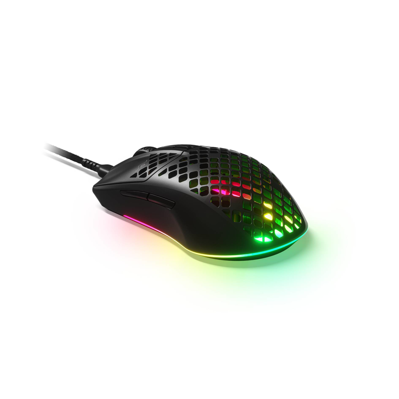 Mouse Para Juegos SteelSeries Aerox 3 ALAMBRICO. Súper Ligero. Sensor óptico de Aire TrueMove de 18.000 CPI. Diseño Ultraligero de 68 g Resistente al Agua.