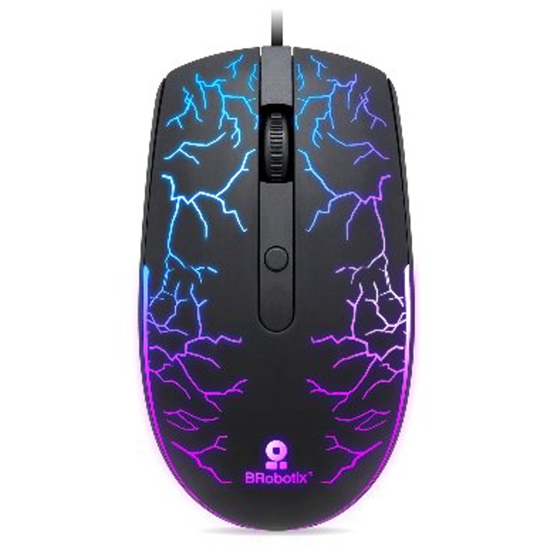 Mouse USB Iluminado RGB Storm BROBOTIX 263946 , Negro, USB, 800/1200/1600 DPI