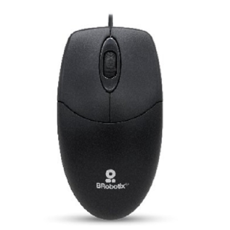 Mouse Básico USB BROBOTIX 497202, Negro, 3 Botones, Alámbrico, Óptico