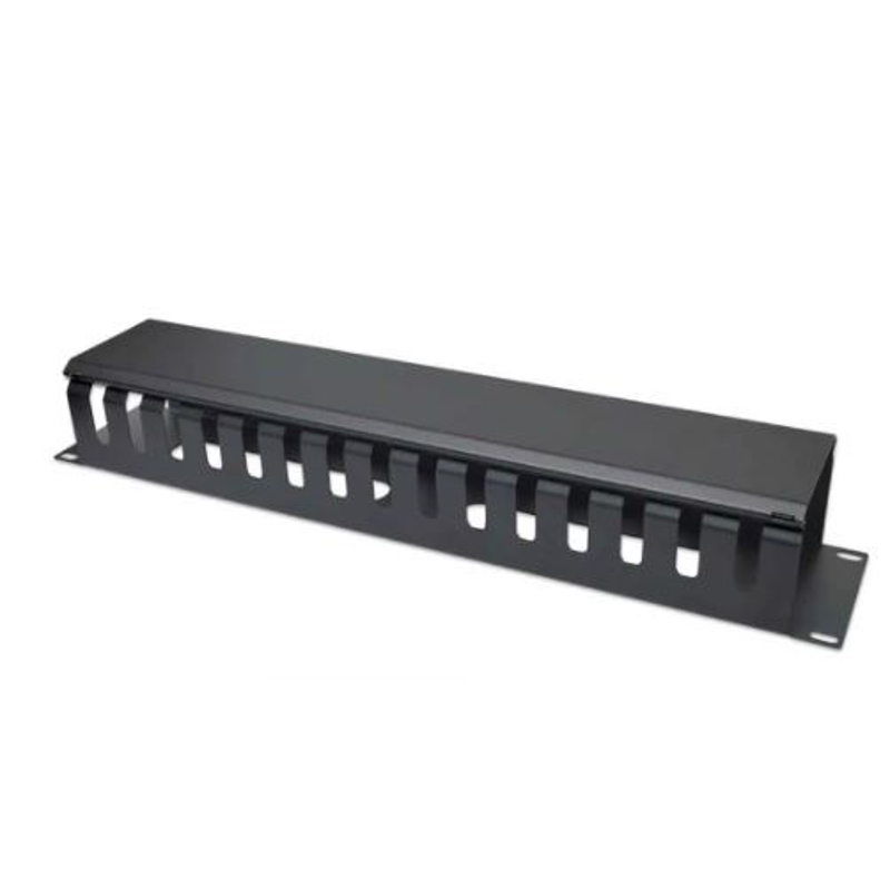 716062 Organizador de Cable para Montaje en Rack de 19 pulgadas, 2Unidades con Cubierta, Negro.Diseñado para instalación en rack de 19"