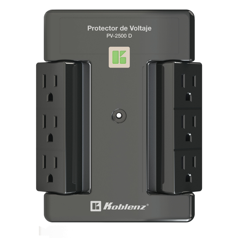 Protector de voltaje, 2500 VA /2000 W, 6 cont KOBLENZ PV-2500 D, Negro, 2500 VA, 2000 W